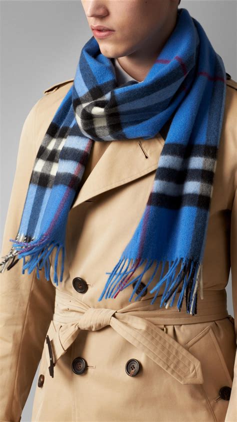 blue burberry scarf|burberry men's blue plaid scarf.